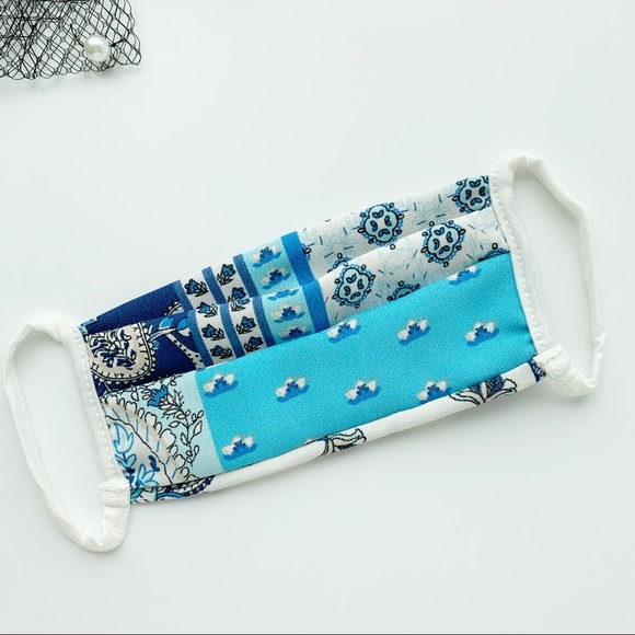 MADE IN USA LUX PAISLEY PATCHES FACE MASK - BLUE - Picture 4 of 7